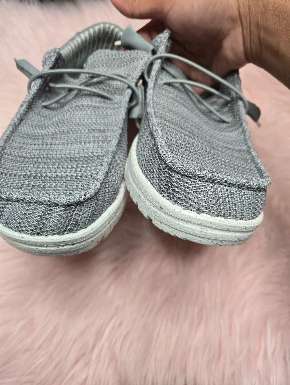 Hey Dude Men’s Gray Knit Slip-On Loafers